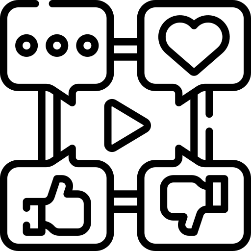 An icon of a piece of media receiving likes, comments and views